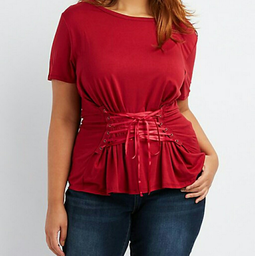 NWT Charlotte Russe plus size corset detail top
